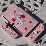 Custom Strawberry Milk Bunny OLED Nintendo Switch Case
