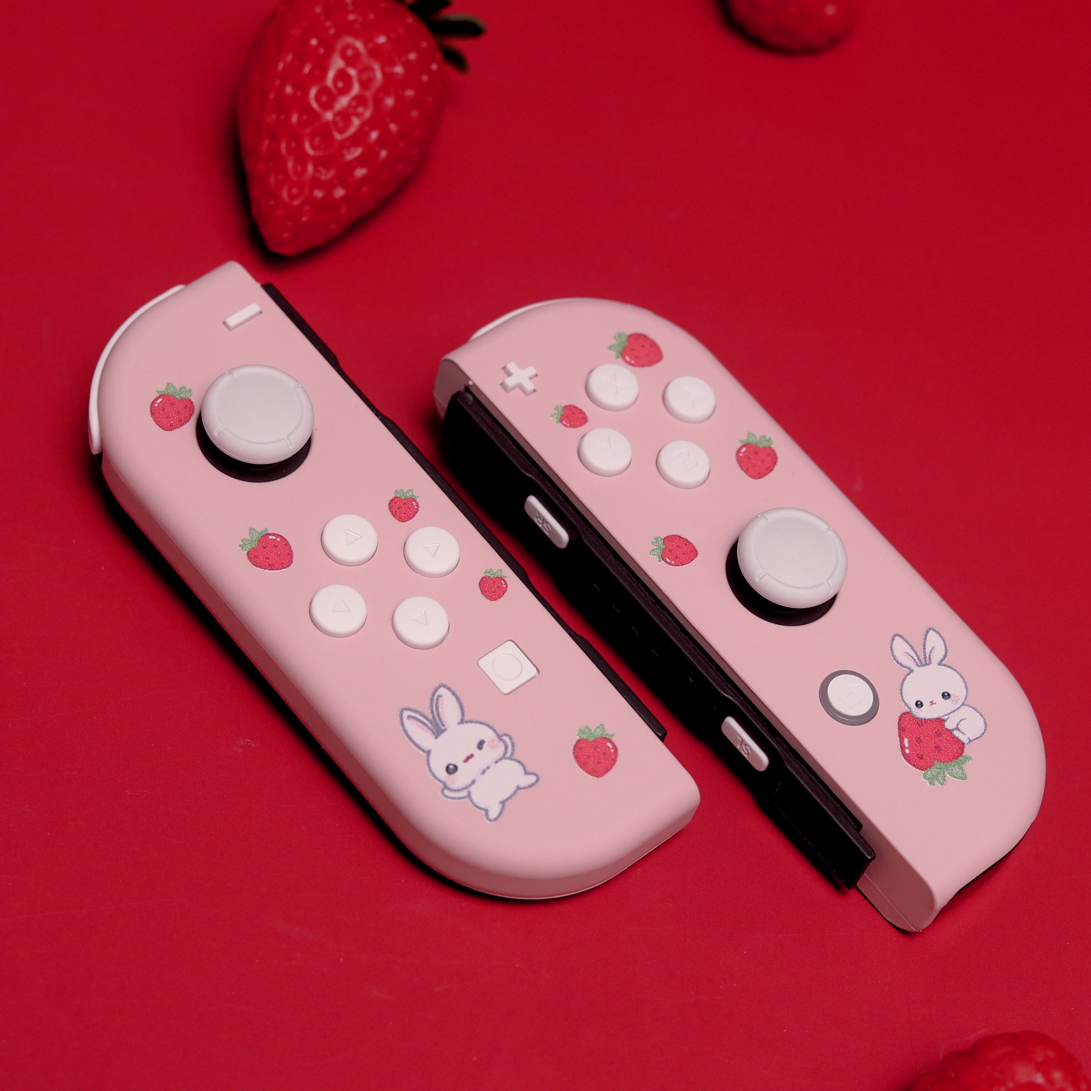 Nintendo Rabbit Pink Custom Strawberry Milk Bunny Pink and White Nintendo Switch Joy-Con Co ...