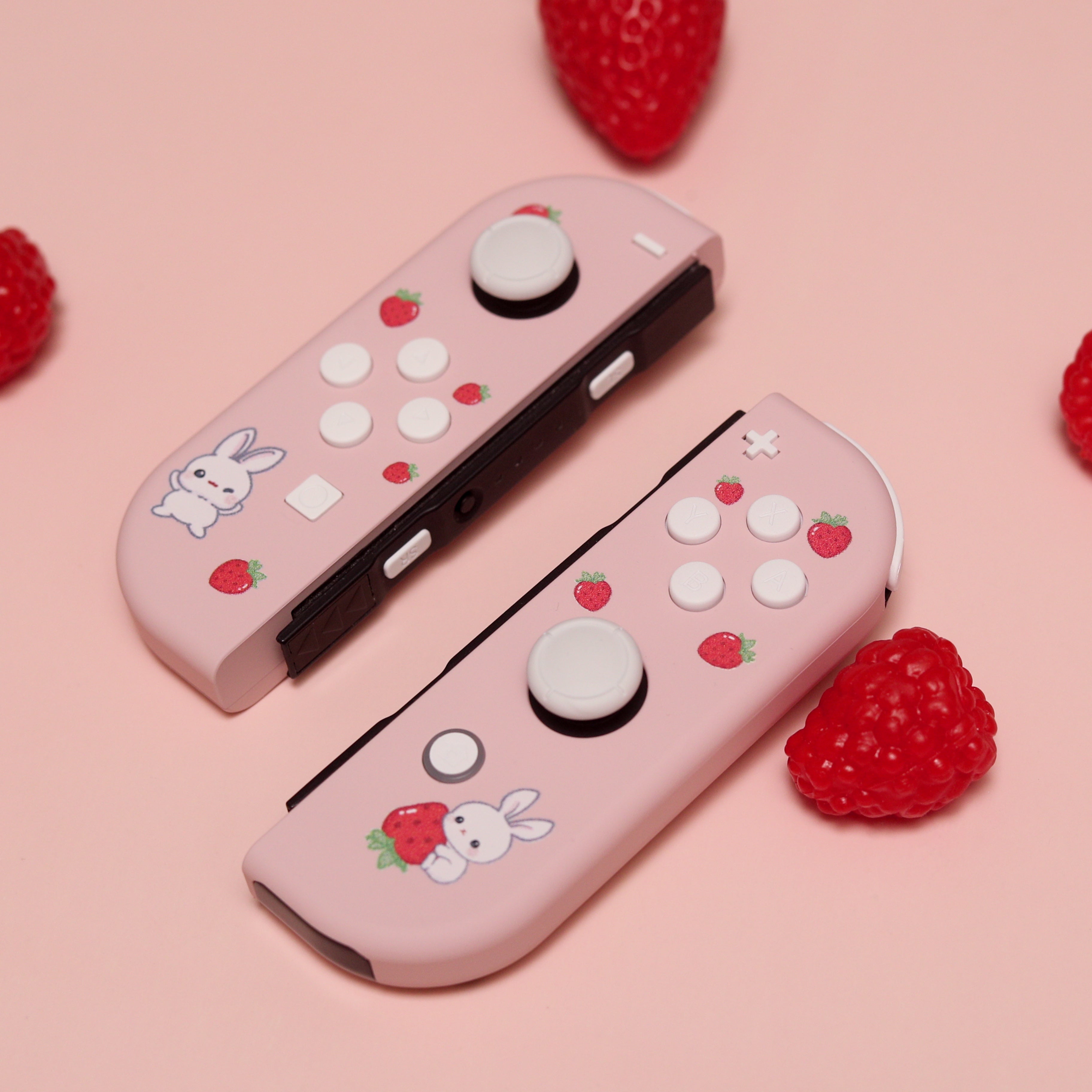 Nintendo Rabbit Pink Custom Strawberry Milk Bunny Pink and White Nintendo Switch Joy-Con Co ...